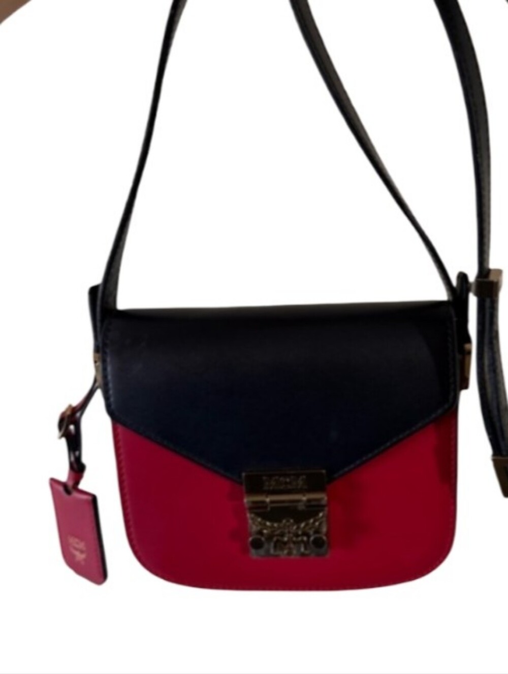 MCM Patricia Black Red Leather Crossbody Bag Purse Shoulder Bag Quiet Luxury